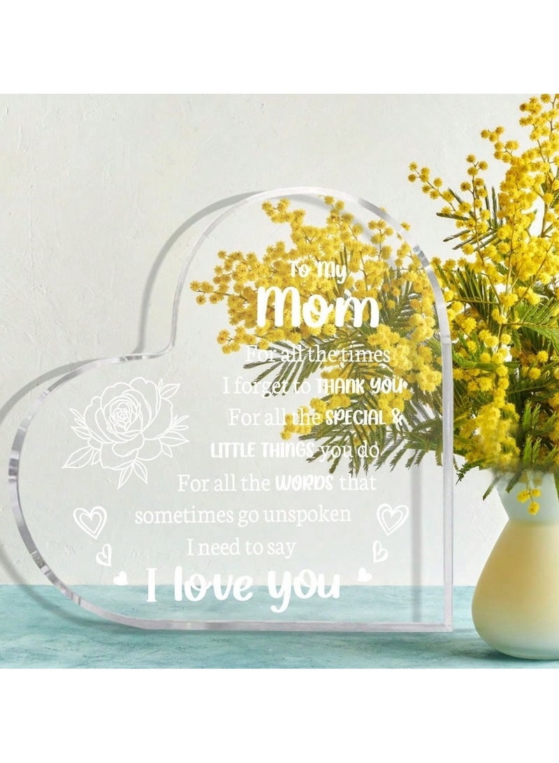 Mother's Day Gift Acrylic Heart Shaped with Touching Words for Mom A special gift for Mother's Day or special occasions - Image 2