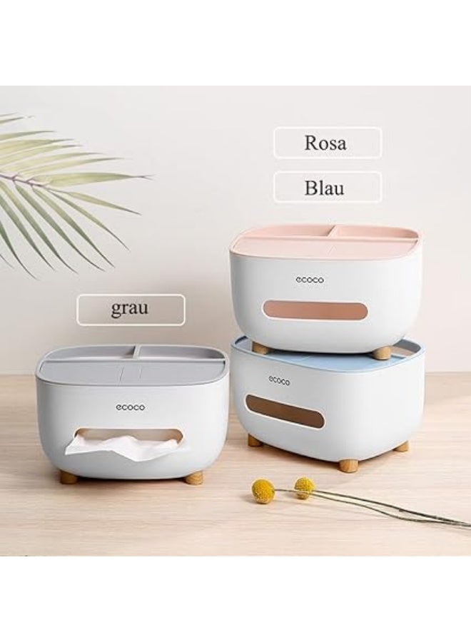 حامل علبة مناديل متعدد الوظائف مع منظم تخزين - حامل مكتبي لجهاز التحكم عن بعد والهاتف والأقلام والنظارات - موزع مناديل للمنزل والمكتب وغرفة النوم والحمام (ألوان متنوعة) - Image 4