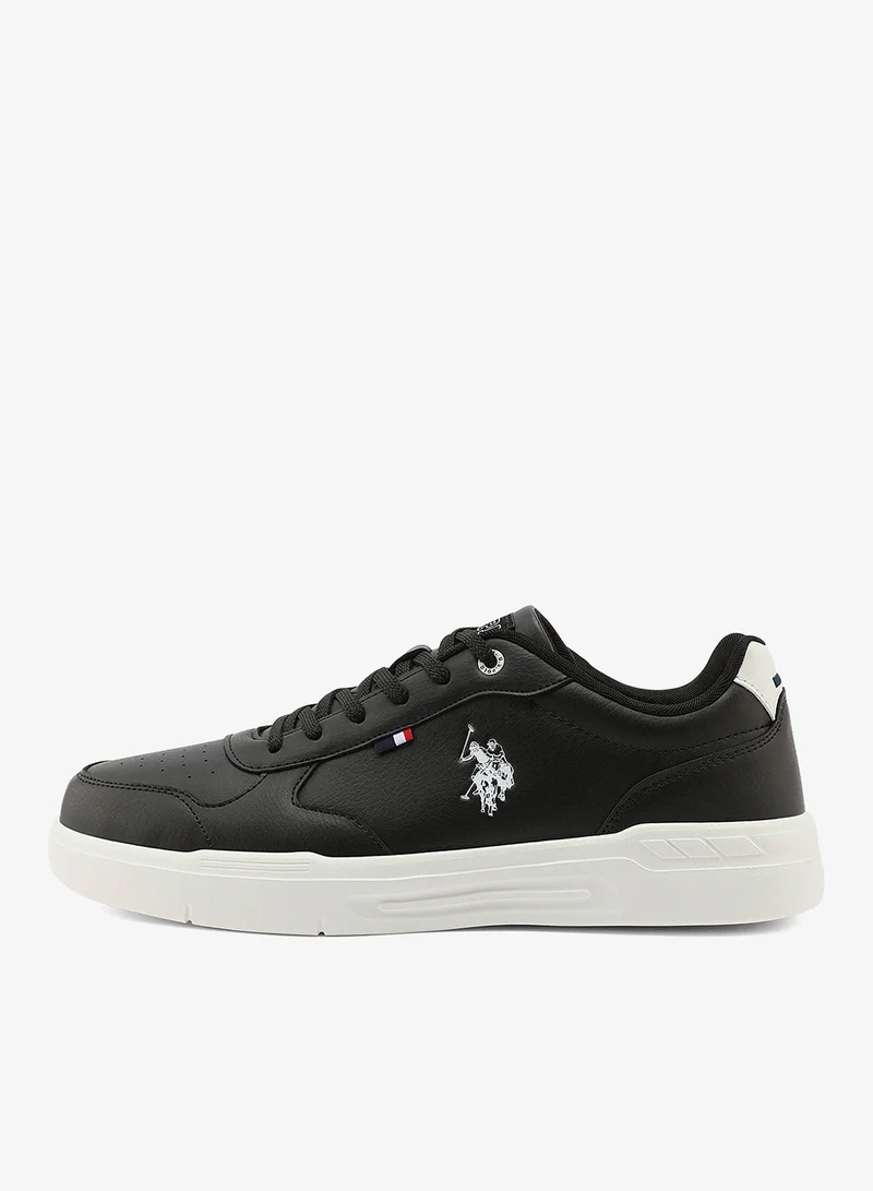 U.S. Polo Assn. black Men's Black Low-Top Sneakers - Classic Lace-Up Design, Comfortable for Everyday Outfits for Men | Best Price UAE