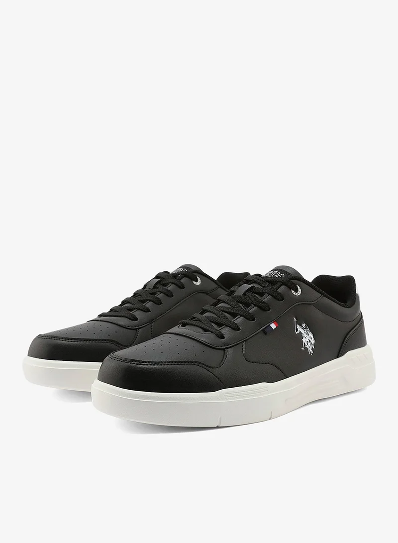 U.S. Polo Assn. black Men's Black Low-Top Sneakers - Classic Lace-Up Design, Comfortable for Everyday Outfits for Men | Best Price UAE