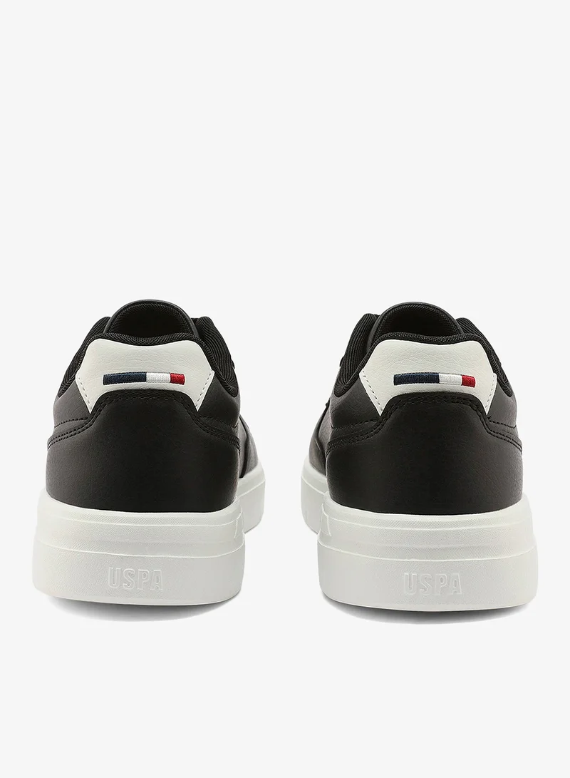 U.S. Polo Assn. black Men's Black Low-Top Sneakers - Classic Lace-Up Design, Comfortable for Everyday Outfits for Men | Best Price UAE