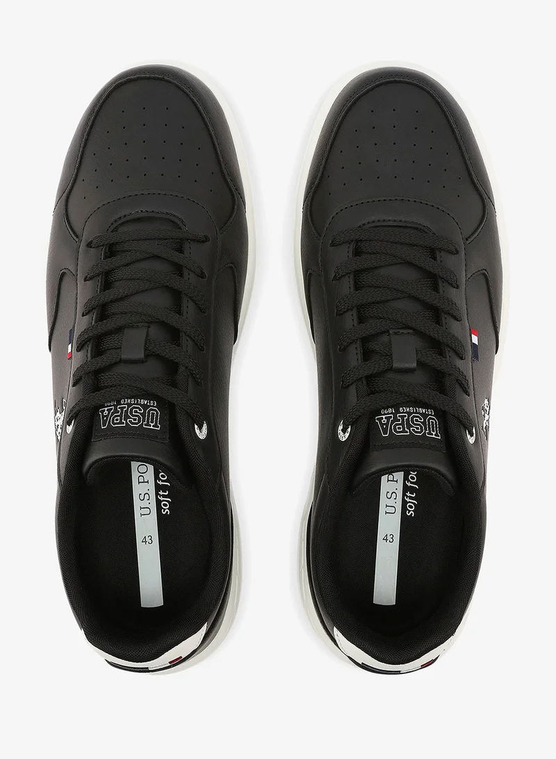 U.S. Polo Assn. black Men's Black Low-Top Sneakers - Classic Lace-Up Design, Comfortable for Everyday Outfits for Men | Best Price UAE