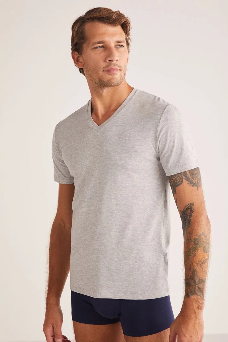 KOM Short Sleeve Cotton Modal Men's Antonio V Neck T-shirt