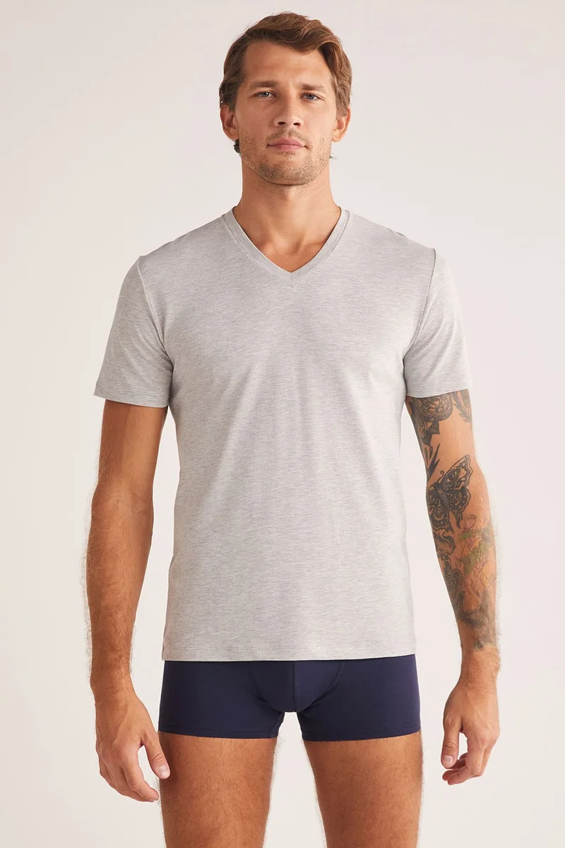 KOM Short Sleeve Cotton Modal Men's Antonio V Neck T-shirt