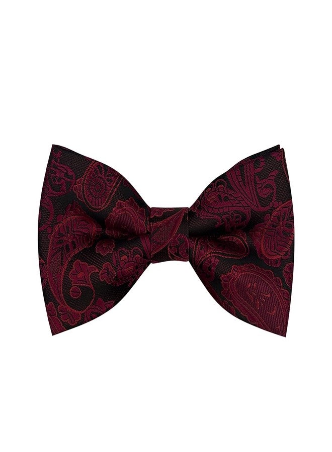 BEWDIO Paisley Bow Ties for Men, Burgundy Pre-Tied Bowties for Mens Party Wedding (61-12L) - Image 1