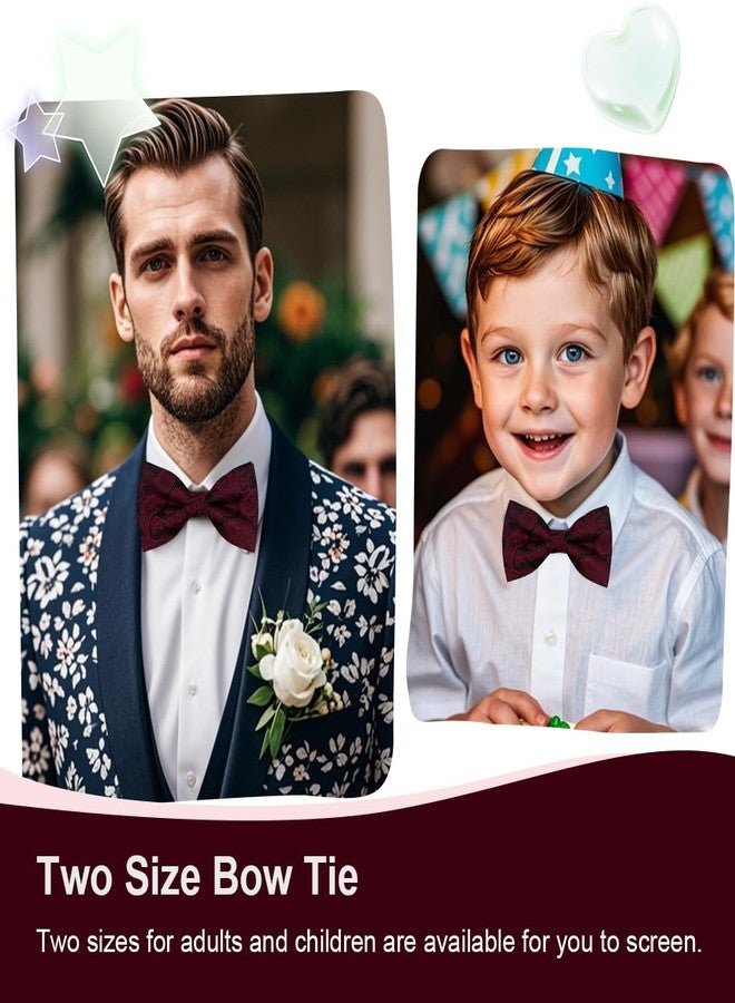 BEWDIO Paisley Bow Ties for Men, Burgundy Pre-Tied Bowties for Mens Party Wedding (61-12L) - Image 5