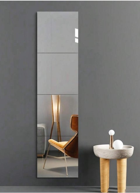 1 Set Of 4 Acrylic Minimalist Modern Full Length Dress-Up Mirrors, Stick-On Wall Decor, Upgraded Strong Double-Sided Adhesive Included