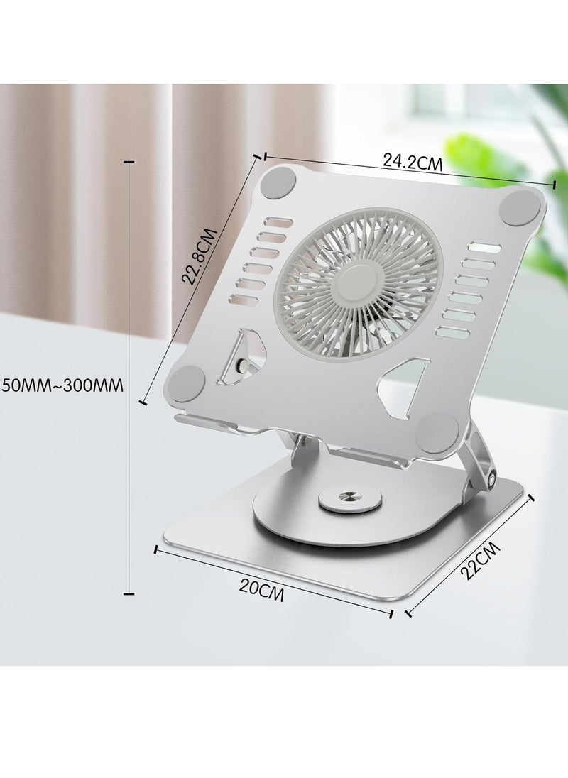 Generic Aluminum Laptop Stand with Cooling Fan – Adjustable Height, 360° Rotatable, Foldable & Portable, Fits 10-17 Inch Laptops  - Image 2