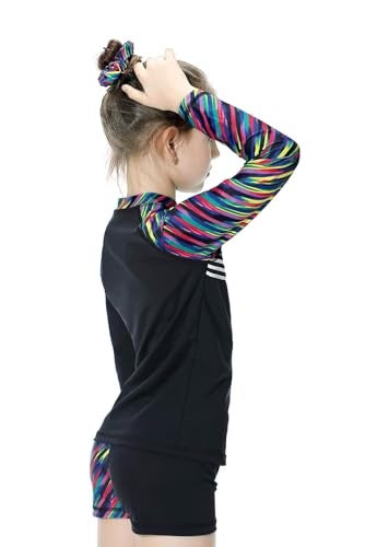 KID1234 Long Sleeve Swimsuits for Kids 2 Pieces Set Swimwear Quick Dry Surfing Wetsuit for Girl/Boy 5-12 Years Black - Image 2