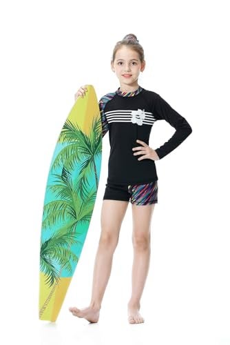 KID1234 Long Sleeve Swimsuits for Kids 2 Pieces Set Swimwear Quick Dry Surfing Wetsuit for Girl/Boy 5-12 Years Black - Image 4