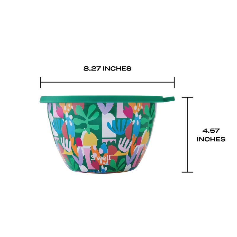 S'well Sâ€™well Stainless Steel 64oz Salad Bowl Kit, Paper Cutouts Design, Includes 2oz Mini Canister and Removable Tray, Leakproof, Easy to Clean, Dishwasher Safe - Image 4