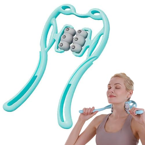 ZHENAN Neck Massage Roller – Magnetic Deep Tissue Muscle Relief with 6 Acupressure Ball Rollers – Handheld Portable Massage Stick for Back, Shoulder, Foot Pain Relief - Image 1