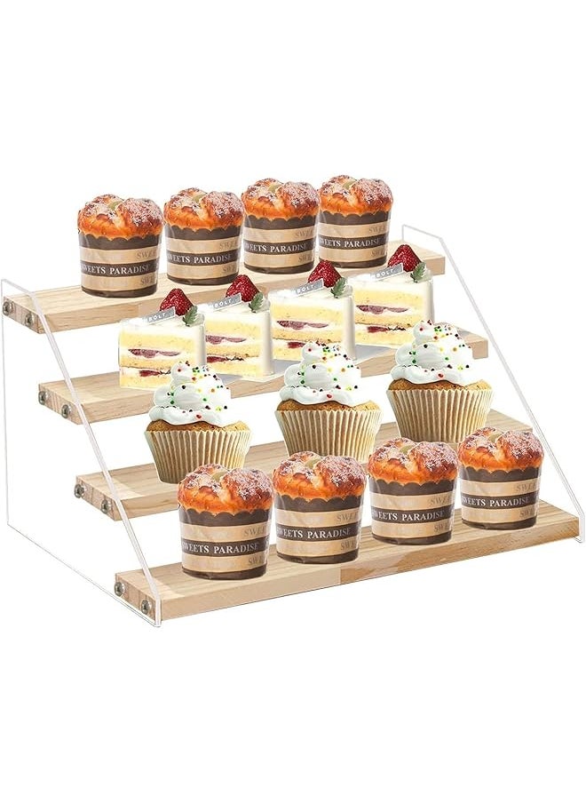 BPA Wood Display Stand 4 Step Display Riser Wood Shelf Display Shelves For Vendors Cupcakes Perfume  - Image 2