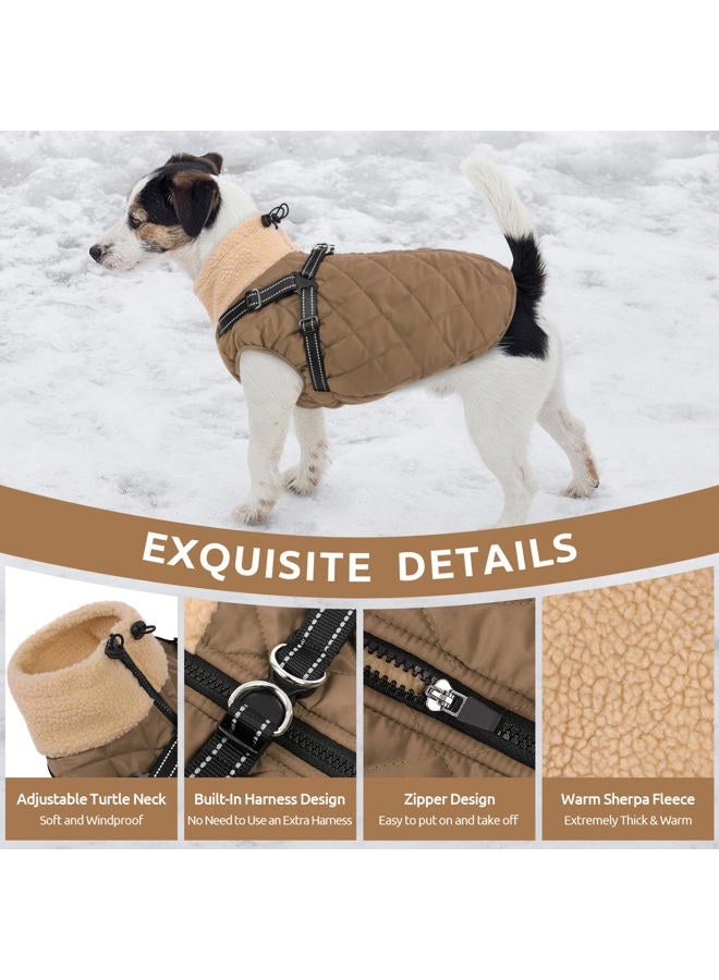 Queenmore Reflective Waterproof Dog Jacket with Harness - Stormproof Dachshund Coat for Large Breeds Labrador Golden Retriever St. Bernard Cold Weather(Brown, 2XL) - Image 2