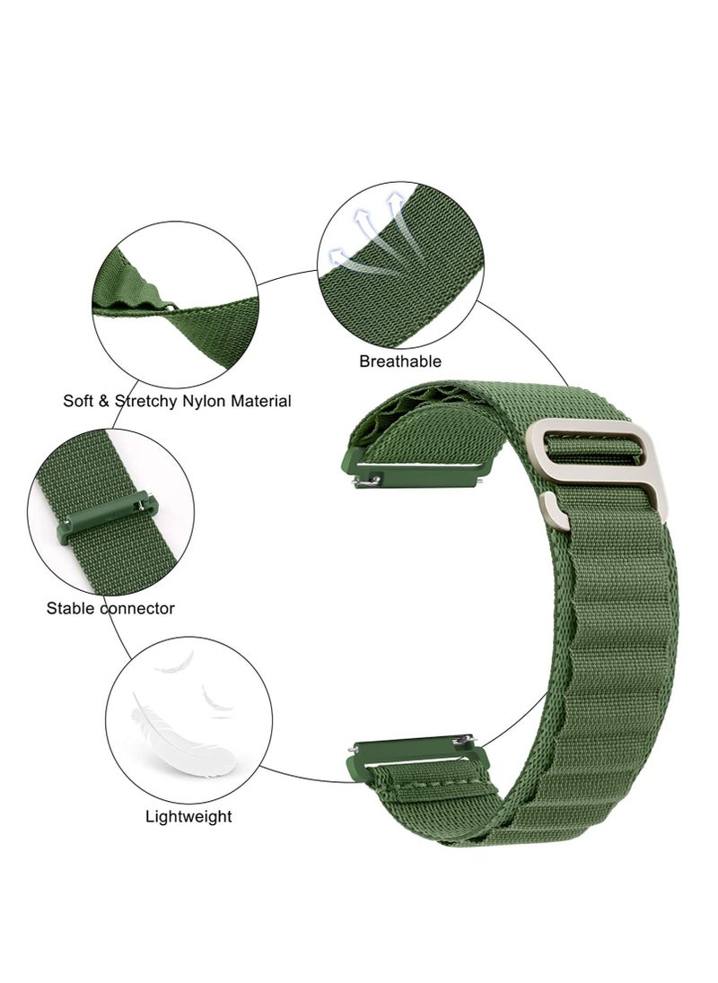Generic Alpine Loop 22mm Compatible With Samsung Gear S3 Smart Watch 46mm, Durable Sport Nylon Strap With Titanium G Hook  Olive Green  - Image 1