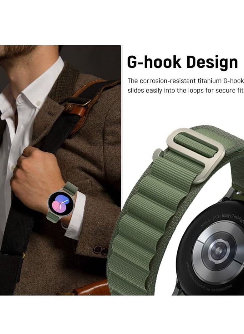 Generic Alpine Loop 22mm Compatible With Samsung Gear S3 Smart Watch 46mm, Durable Sport Nylon Strap With Titanium G Hook  Olive Green  - Image 2