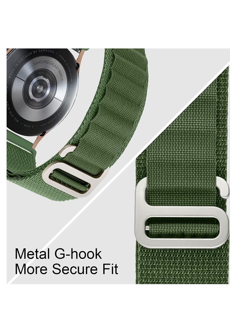 Generic Alpine Loop 22mm Compatible With Samsung Gear S3 Smart Watch 46mm, Durable Sport Nylon Strap With Titanium G Hook  Olive Green  - Image 3