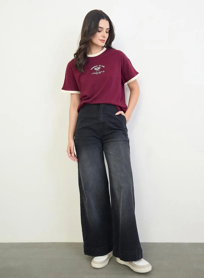 ستايلي Black Wide Leg High Rise Jeans
