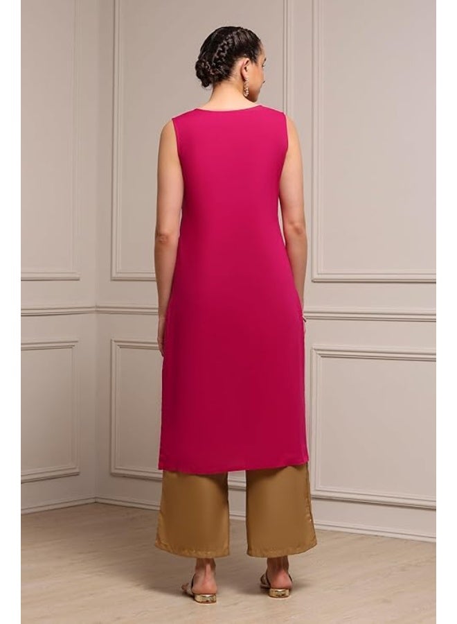 BIBA Women RAYON Straight  Kurta L - Image 2