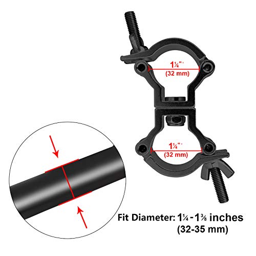 heneng 5 Pcs Doubel Swivel Truss Clamp, Fits OD 1-1/4"-1-3/8" Truss, Aluminum Alloy Stage DJ Light Clamps, Max Load 110 Lbs, TUV Certificated - Image 2