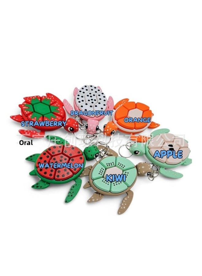 Generic - Turtle Fidget Clickers 3D Turtle Fruit Pendant Keychain Button Decompression Turtle Toy-Color:【orange】turtle-Specifications:Size Is About 10.7*11.3*2.2cm, About 50g, Keychain Not Included - Image 1