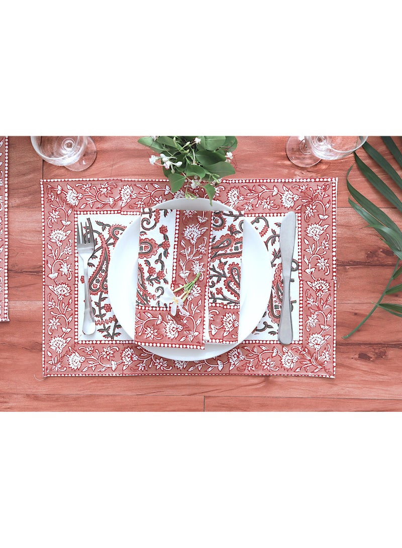 أوجريا 12 قطعة مناديل الخوخ المطبوعة 100 بالمائة مفرش طاولة من القطن ومجموعة مناديل قطنية ناعمة - Image 1