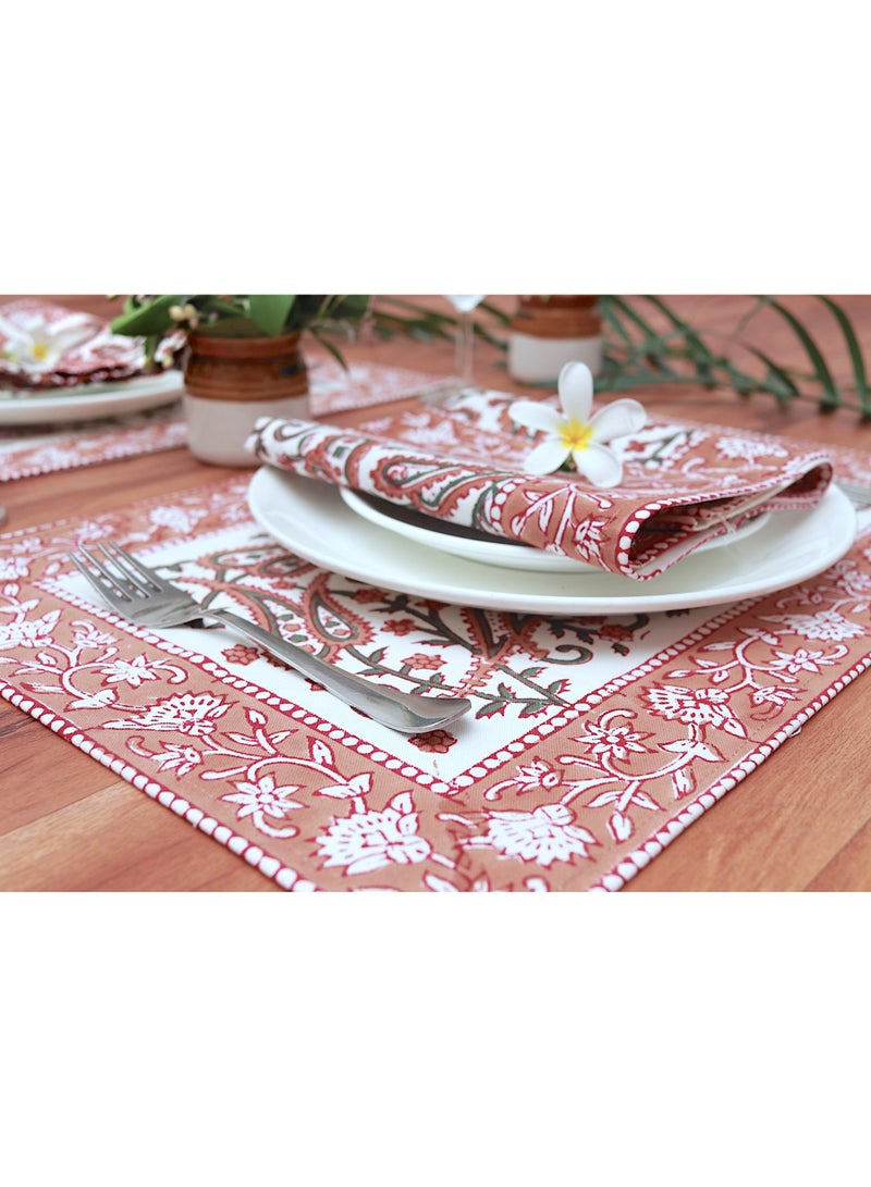 أوجريا 12 قطعة مناديل الخوخ المطبوعة 100 بالمائة مفرش طاولة من القطن ومجموعة مناديل قطنية ناعمة - Image 2