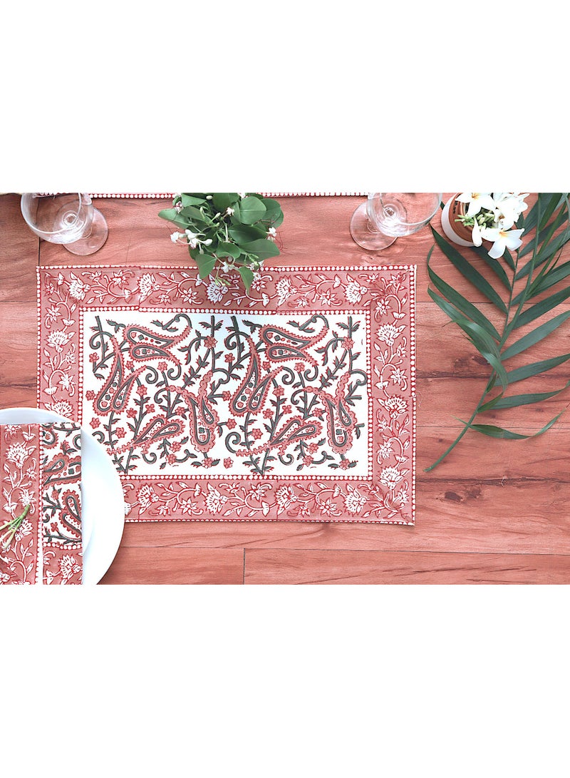 أوجريا 12 قطعة مناديل الخوخ المطبوعة 100 بالمائة مفرش طاولة من القطن ومجموعة مناديل قطنية ناعمة - Image 3