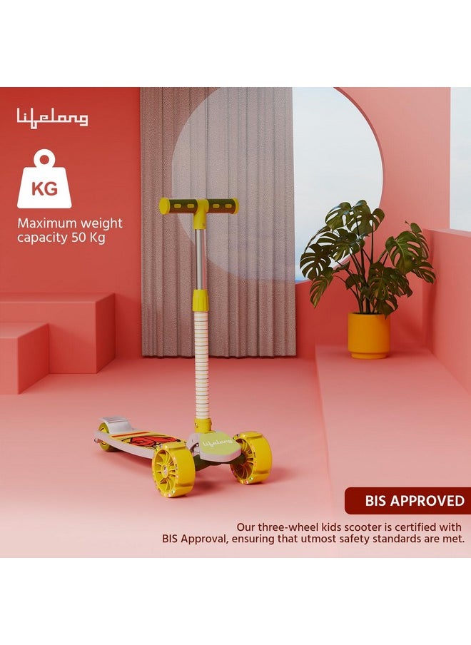Lifelong Lifelong Scooter for Kids 3+ Years-Foldable Kids Scooter with PVC Led Wheels&Adjustable Height-Kick Scooter Capacity 50Kg- Baby Scooter Toys for 3+ Year Old Boy&Girl-Skate Scooter(Llks15) Multicolor  - Image 4