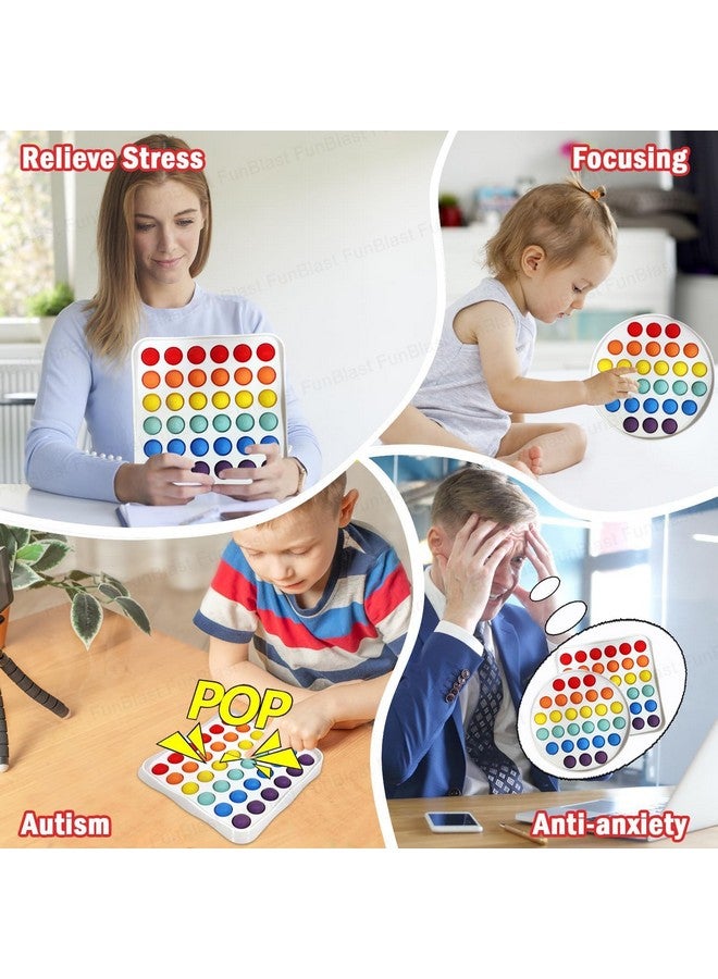 فنبلاست لعبة Pop It من FunBlast، لعبة Pop It للأطفال، لعبة Pop It، ألعاب Pop It للأطفال، لعبة Pop It Fidget، لعبة Pop It كبيرة ومربعة ومستديرة، ألعاب تخفيف التوتر (عبوة من قطعتين) - Image 3