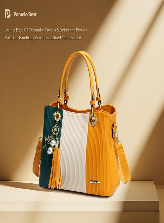 Pomelo Best Purses and Handbags for Women with Multiple Pockets, Leather Top Handle Satchel Fashion Tote Shoulder Bags for Ladies, Pretty Color Combination - Image 5