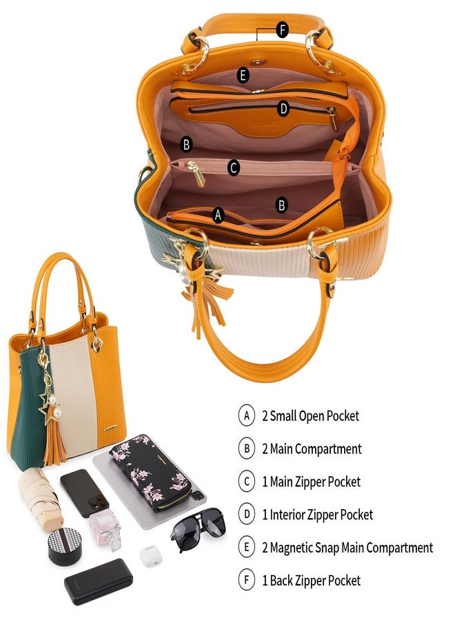 Pomelo Best Purses and Handbags for Women with Multiple Pockets, Leather Top Handle Satchel Fashion Tote Shoulder Bags for Ladies, Pretty Color Combination - Image 3