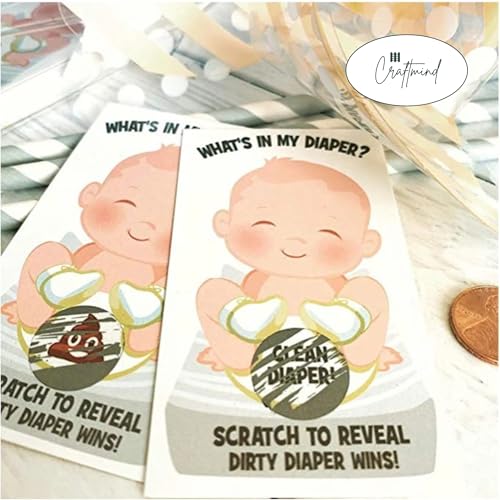 Craftmind What's in My Diaper Baby Shower Scratch Off Game | 24 Cards - 2 Winner | Baby Shower Games | Dirty Diaper Game (Boy Edition) - Image 4