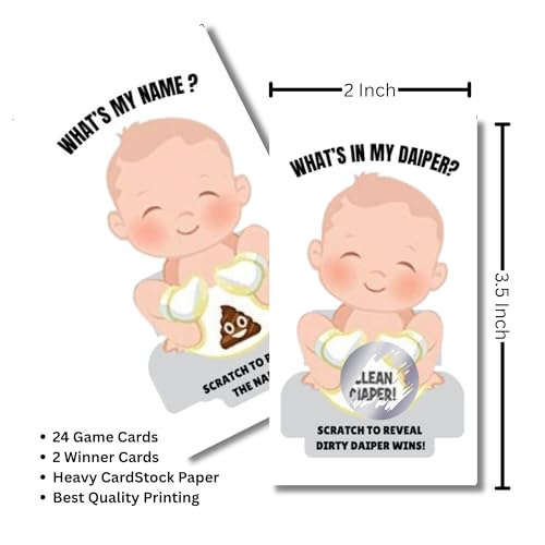 Craftmind What's in My Diaper Baby Shower Scratch Off Game | 24 Cards - 2 Winner | Baby Shower Games | Dirty Diaper Game (Boy Edition) - Image 3