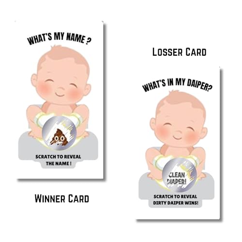Craftmind What's in My Diaper Baby Shower Scratch Off Game | 24 Cards - 2 Winner | Baby Shower Games | Dirty Diaper Game (Boy Edition) - Image 2