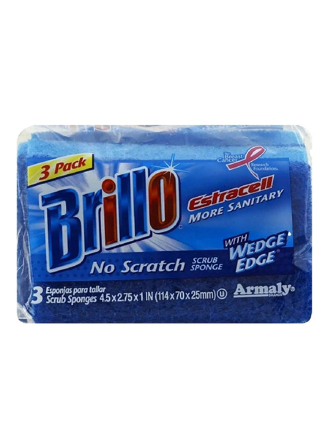 Brillo 3-Pack Estracell More Sanitary No Scratch Scrub Sponge Set Blue 4.5 x 2.75 x 1 Inch 1005716 - Image 2