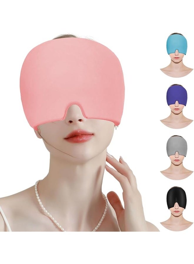 Reusable Hot & Cold Migraine Relief Cap, Gel Ice Head Wrap for Headache Relief, Sinus, Stress, Frontal Headaches and Puffy Eyes (Pink) - Image 1
