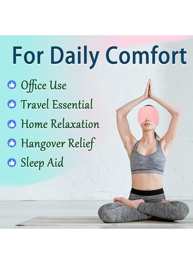 Reusable Hot & Cold Migraine Relief Cap, Gel Ice Head Wrap for Headache Relief, Sinus, Stress, Frontal Headaches and Puffy Eyes (Pink) - Image 5