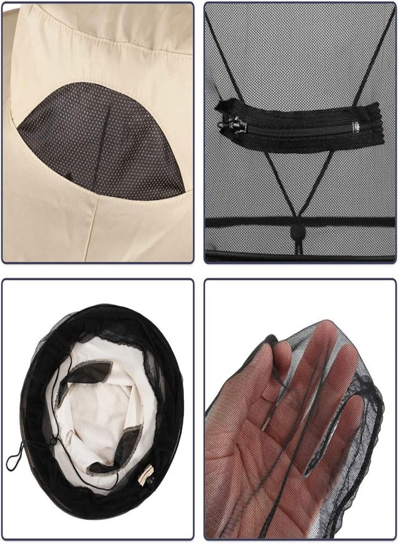 Mosquito Head Net Hat Protective Cover Anti-bee Bug Insect Fly Insect Netting for Beekeeper Beige, Mosquito Head Net, Face Protection Net, Head Cover Net