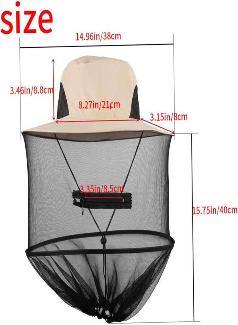 Mosquito Head Net Hat Protective Cover Anti-bee Bug Insect Fly Insect Netting for Beekeeper Beige, Mosquito Head Net, Face Protection Net, Head Cover Net