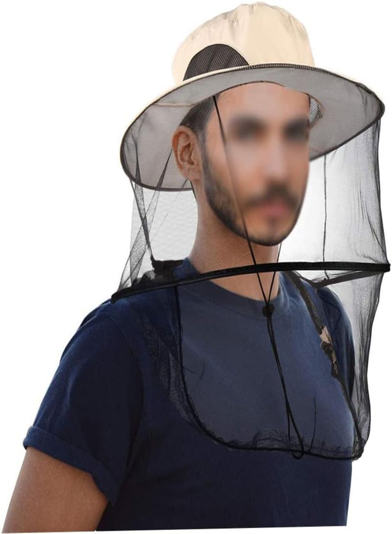 Mosquito Head Net Hat Protective Cover Anti-bee Bug Insect Fly Insect Netting for Beekeeper Beige, Mosquito Head Net, Face Protection Net, Head Cover Net