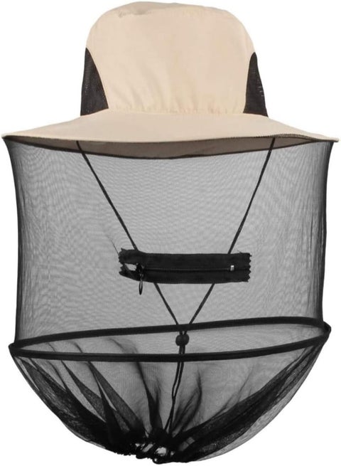 Mosquito Head Net Hat Protective Cover Anti-bee Bug Insect Fly Insect Netting for Beekeeper Beige, Mosquito Head Net, Face Protection Net, Head Cover Net