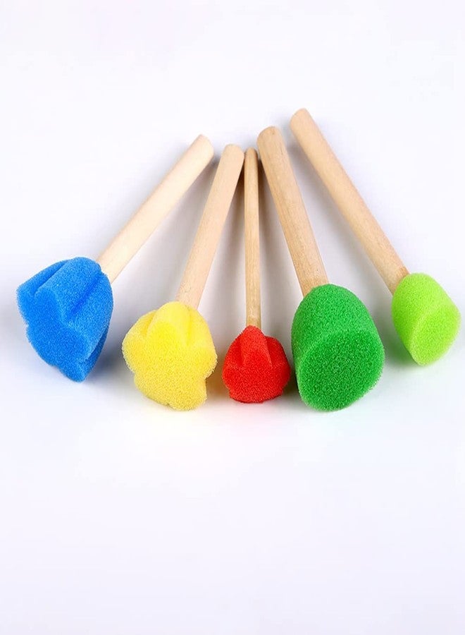 ccHuDE 15 Pcs Multicolour Foam Sponge Brushes - Round & Flower Shapes, Assorted Sizes with Wooden Handle - Durable Painting Tools for Artists & Professionals - Image 3