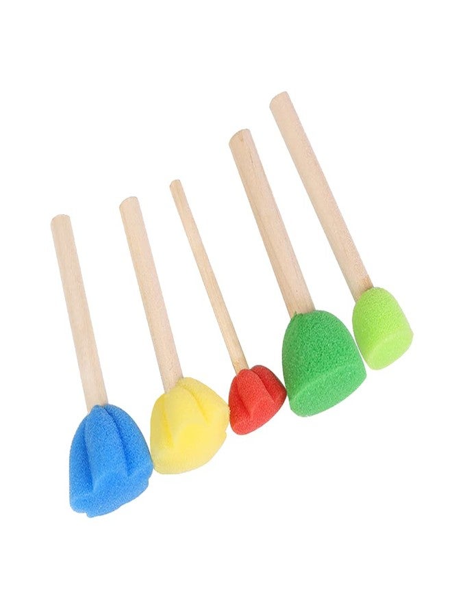 ccHuDE 15 Pcs Multicolour Foam Sponge Brushes - Round & Flower Shapes, Assorted Sizes with Wooden Handle - Durable Painting Tools for Artists & Professionals - Image 2