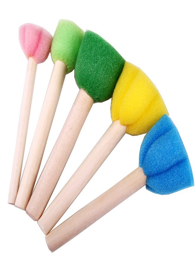 ccHuDE 15 Pcs Multicolour Foam Sponge Brushes - Round & Flower Shapes, Assorted Sizes with Wooden Handle - Durable Painting Tools for Artists & Professionals - Image 5