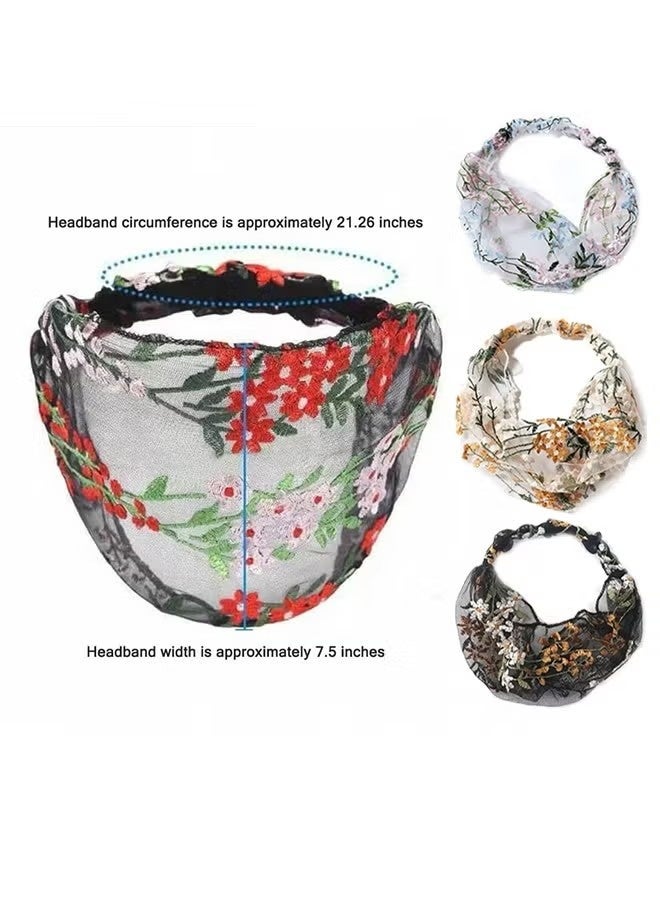 4 PCS Headbands, Chiffon Head Scarf for Women's Hair, Non Slip Lace Triangle Kerchief Women's Hair Bands - Image 2