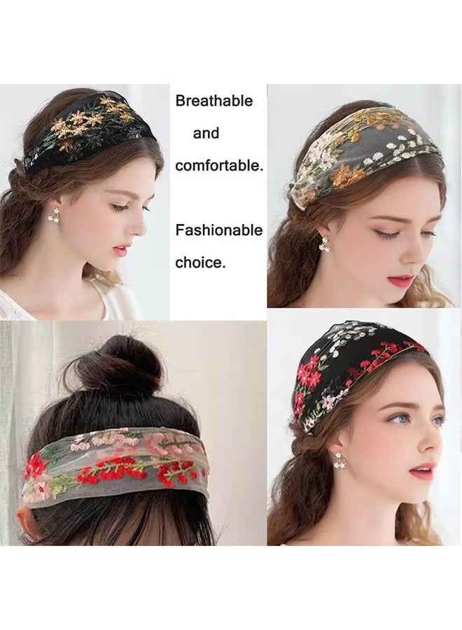 4 PCS Headbands, Chiffon Head Scarf for Women's Hair, Non Slip Lace Triangle Kerchief Women's Hair Bands - Image 4