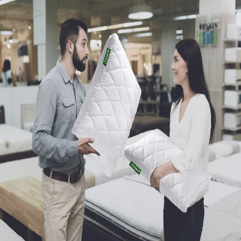 NEXTGO Pillow Soft Cotton Quilt Fabric Orthopaedic for Better Shoulder and Neck SupportHeight Adjustable Sleeping Pillows Pack of 2 Size 17 x 27
