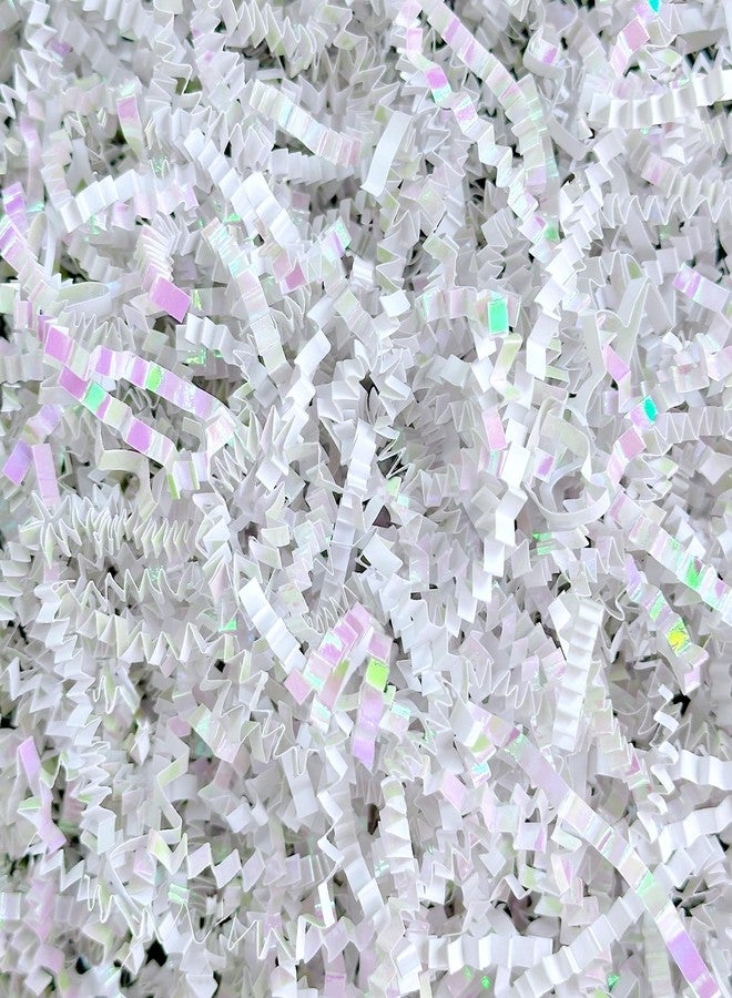 Corlcol 1LB Iridescent Crinkle Cut Paper Shred Filler for Gift Box Bag and Basket On Holidays(Diamond White) - Image 1