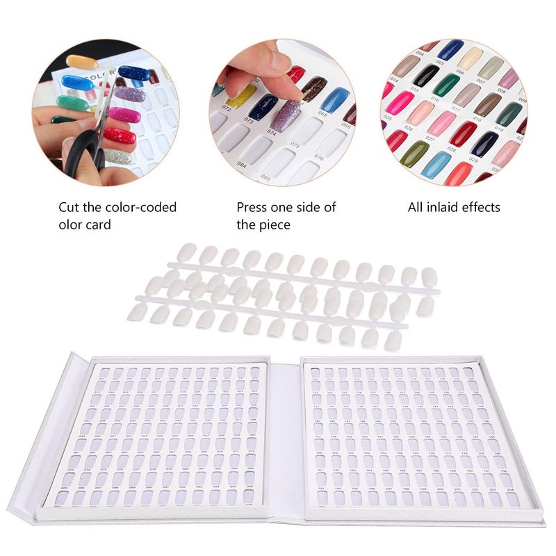 Noverlife Professional 216 Nail Colors Chart, White Nail Gel Polish Display Card Book, Nail Art Salon Nail Design Display Booklet, Nail Color Swatches Nail Practice Card Design Board - Image 5